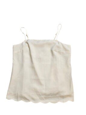 J Crew Off White Thin Strap Scallop Hem Top XS New with Tags